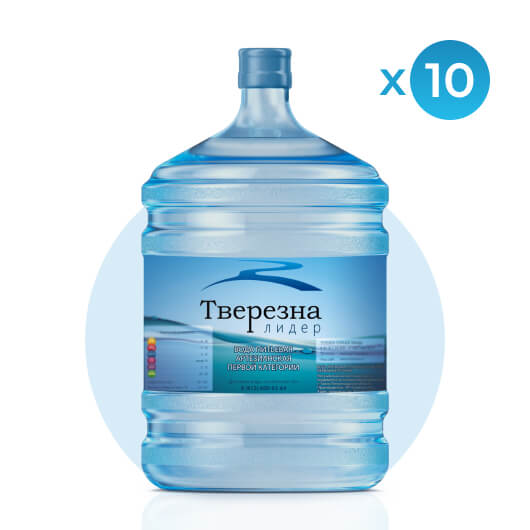 10 бутылей воды по 19 литров