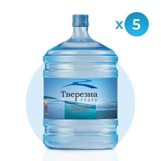 5 бутылок питьевой воды по 19 литров